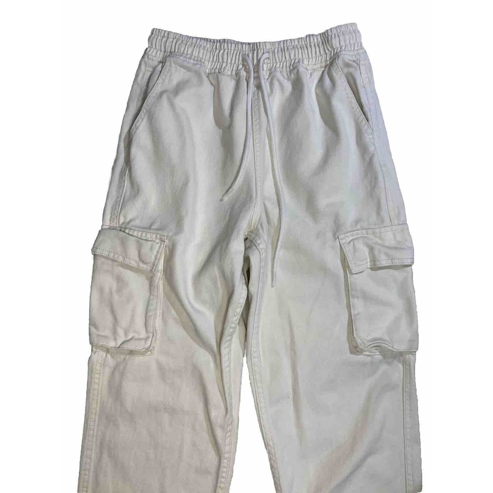 Forever 21 Women's Canvas Cuffed Cargo Pants‎ Ivory  Size XS